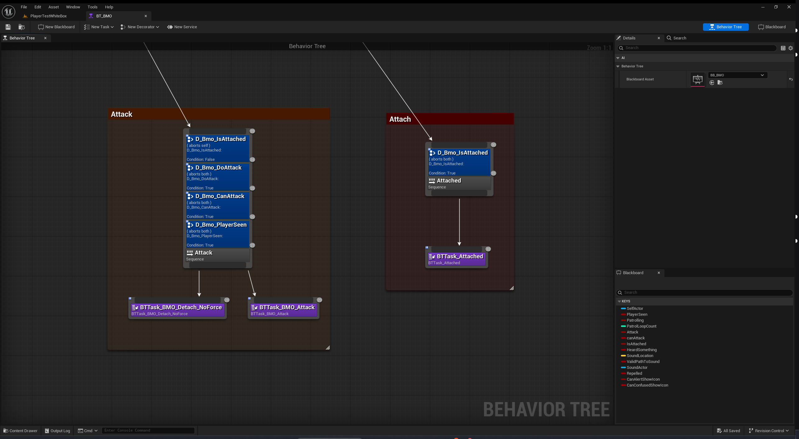 Attack and attachment branches of the Monkey Mondays behavior tree